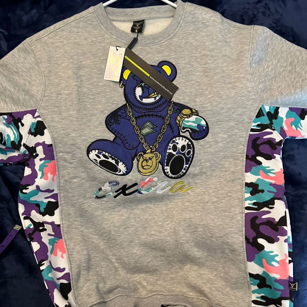 Screenshotbrand Men's XL Gray Graphic Print Pullover Fleece Hoodie Sweater